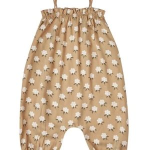 ||Rylee + Cru|| White Bubble Flora Jumpsuit || Almond